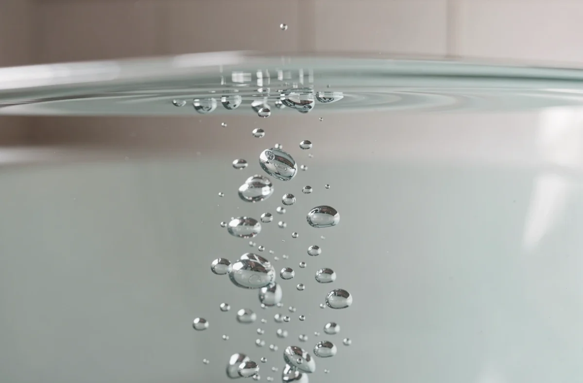 Bulles d'air montant dans l'eau d'une baignoire