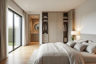 Suite parentale moderne avec dressing et salle de bain attenante dans une maison 4 chambres neuve
